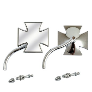 SET MIROIRS CROIX DE MALTE STYLE 2 CHROME POUR HARLEY DAVIDSON
