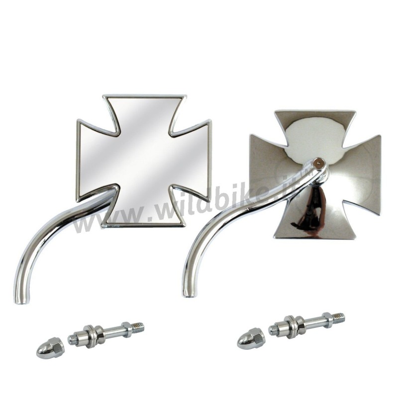 SPECCHIETTI CROMATI A CROCE MALTESE STYLE 2 PER HARLEY DAVIDSON