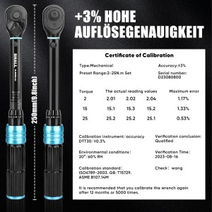 KIT CLÉ DYNAMOMÉTRIQUE PROFESSIONNELLE 1/4" 2-25 NM 21 BIT POUR MOTO