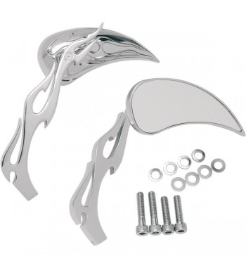 SPECCHIETTI A FIAMMA CROMATI PER HARLEY DAVIDSON E MOTO CUSTOM