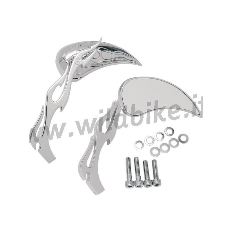 SPECCHIETTI A FIAMMA CROMATI PER HARLEY DAVIDSON E MOTO CUSTOM