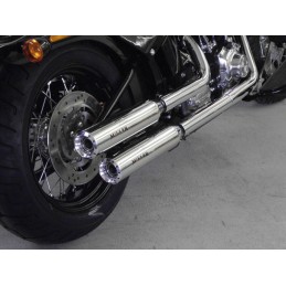 CHROM AUSPUFF SCHALLDÄMPFER SLIP-ON MILLER HUNTER EU-ZUGELASSEN HARLEY DAVIDSON FLSTN SOFTAIL DELUXE 2006-2016
