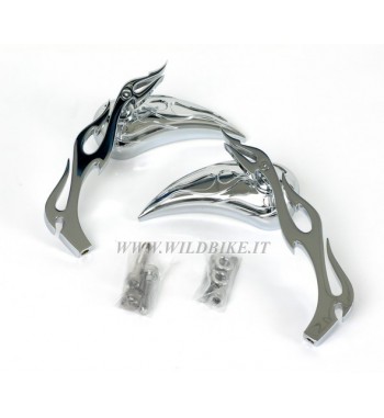 SPECCHIETTI A FIAMMA CROMATI PER HARLEY DAVIDSON E MOTO CUSTOM