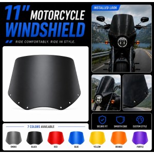UPPER WINDSHIELD FOR FAIRING CLUB WARRIOR 11" HARLEY DAVIDSON
