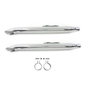 SCARICHI MARMITTE UNIVERSALI SET SLIP-ON TURN OUT CURVI 90 CM CROMATI PER MOTO CUSTOM