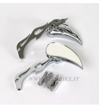SPECCHIETTI A FIAMMA CROMATI PER HARLEY DAVIDSON E MOTO CUSTOM