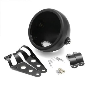 BLACK HEADLIGHT BODY SHELL 5-3/4" 145 MM SIDE MOUNT FOR MOTORCYCLE