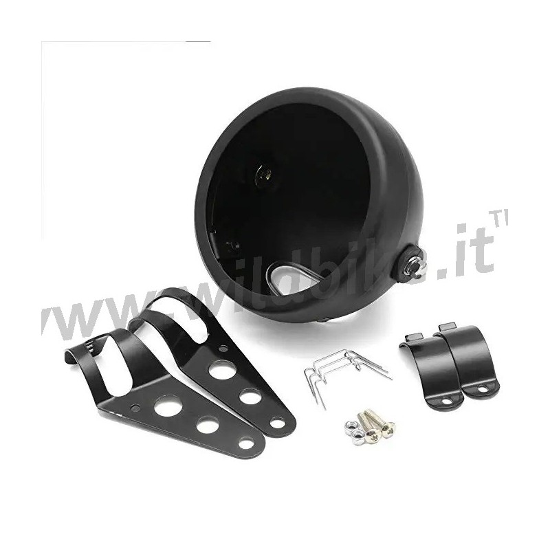 BLACK HEADLIGHT BODY SHELL 5-3/4" 145 MM SIDE MOUNT FOR MOTORCYCLE