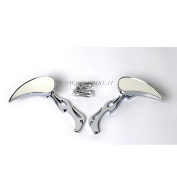 SPECCHIETTI A FIAMMA CROMATI PER HARLEY DAVIDSON E MOTO CUSTOM