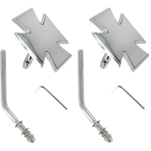 SET MIROIRS RETROVISEUR CHROME MALTAIS CROIX STYLE 3 POUR HARLEY DAVIDSON MOTO