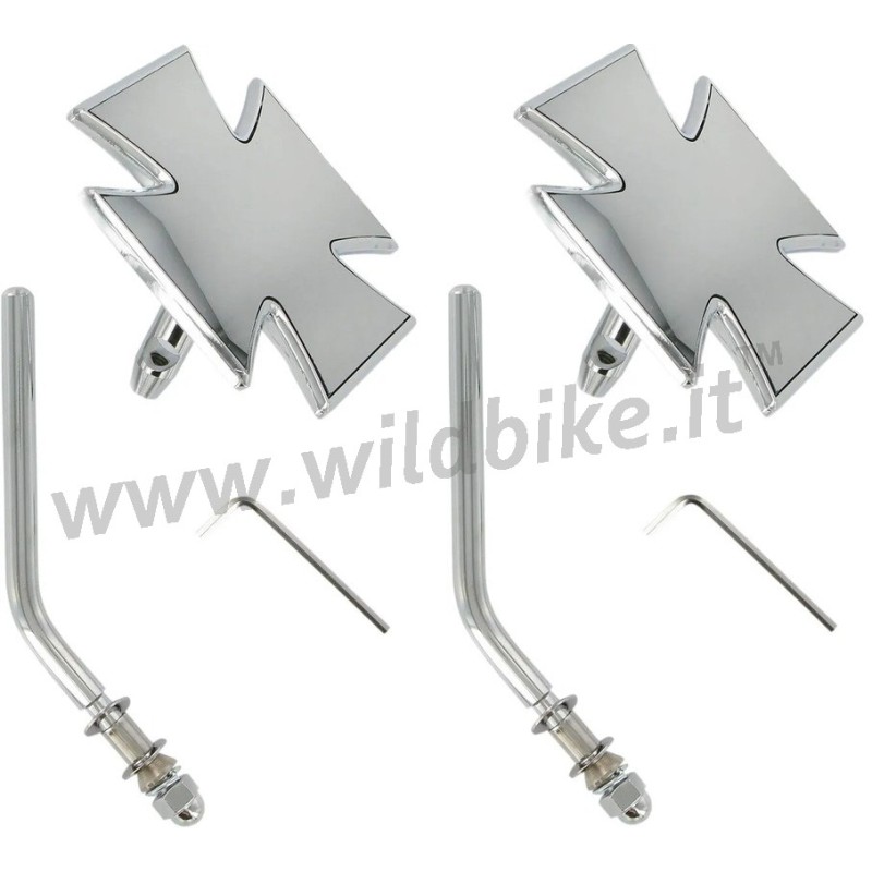 SPECCHIETTI CROMATI A CROCE MALTESE STYLE 3 PER MOTO HARLEY DAVIDSON