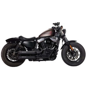 AUSPUFFANLAGE MILLER STRAIGHT DEVIL BLACK 2-IN-2 EU-ZULASSUNG SCHWARZ HARLEY DAVIDSON XL SPORTSTER 2004-2021