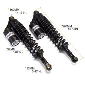 AMORTISSEURS ARRIÈRE RFY UNIVERSEL GAS 360 MM NOIR MOTOS CUSTOM ET HARLEY DAVIDSON