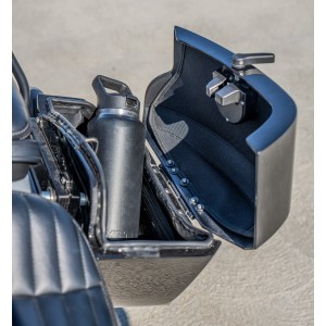 BORSE LATERALI VIKING DARKIN 29L NERE LUCIDE HARLEY DAVIDSON FXBB SOFTAIL STREET BOB 2018-2026
