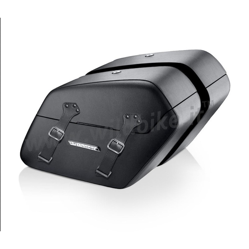 BORSE LATERALI VIKING BALDUR 42L IN PELLE NERE HARLEY DAVIDSON FXBB SOFTAIL STREET BOB 2018-2026