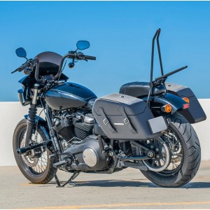 SACOCHES LATÉRAL VIKING BALDUR 42L EN CUIR NOIR HARLEY DAVIDSON FXBB SOFTAIL STREET BOB 2018-2026
