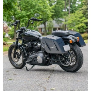 LEATHER SADDLEBAGS VIKING BALDUR 42L BLACK HARLEY DAVIDSON FXBB SOFTAIL STREET BOB 2018-2026