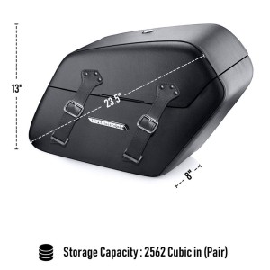 SACOCHES LATÉRAL VIKING BALDUR 42L EN CUIR NOIR HARLEY DAVIDSON FXBB SOFTAIL STREET BOB 2018-2026