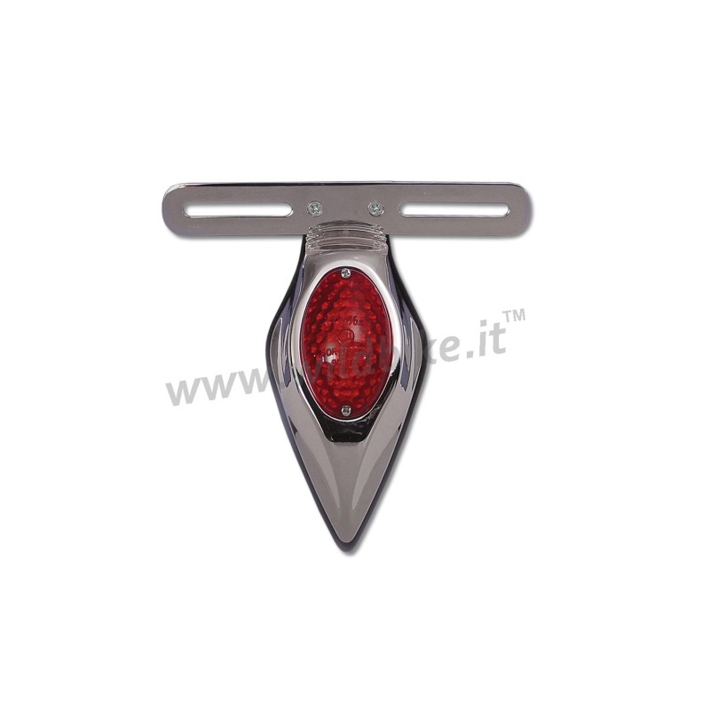 FANALINO POSTERIORE CROMATO VINTAGE TEARDROP LED ROSSO MOTO E HARLEY DAVIDSON