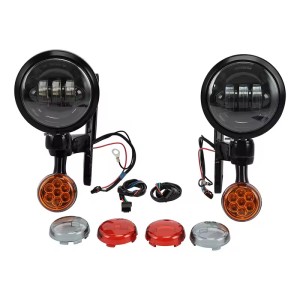 KIT SUPPORTS NOIR PHARES AUXILIAIRES LED HARLEY DAVIDSON FLHR ROAD KING 1994-2024