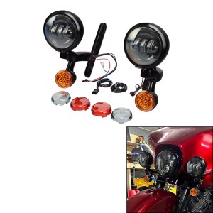 KIT SUPPORTS NOIR PHARES AUXILIAIRES LED HARLEY DAVIDSON FLHR ROAD KING 1994-2024