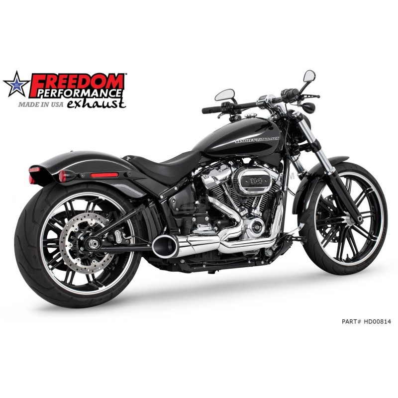 AUSPUFF SYSTEMS 2-1 SHORTY COMBAT CHROM SCULPTED HARLEY DAVIDSON FXBR SOFTAIL BREAKOUT 2025-2026
