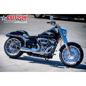 SYSTÈME D'ÉCHAPPEMENT 2-1 SHORTY COMBAT TURN-OUT CHROME HARLEY DAVIDSON FLFB SOFTAIL FAT BOY 2025-2026