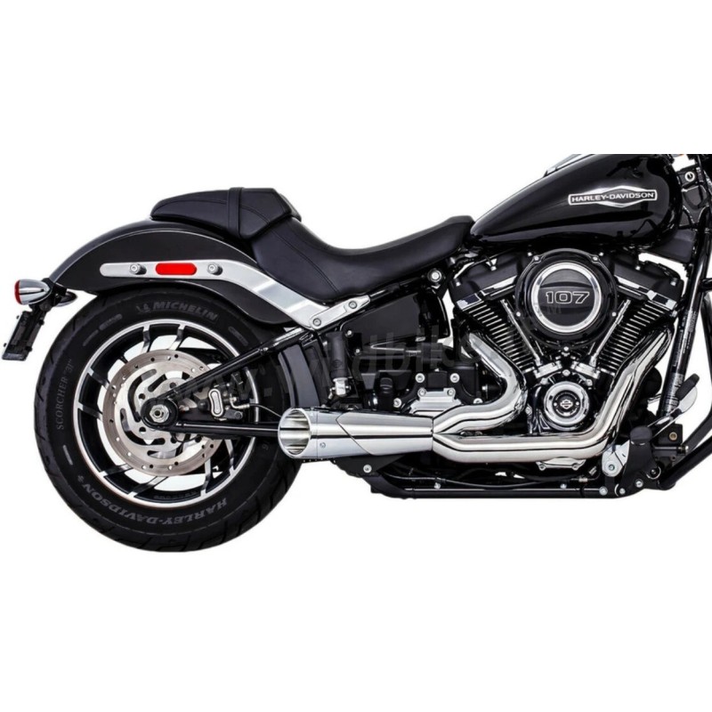 EXHAUST SYSTEMS 2-1 SHORTY COMBAT CHROME HARLEY DAVIDSON FLFB SOFTAIL FAT BOY 2018-2024