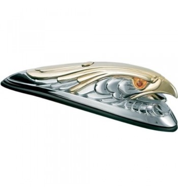FREGIO AQUILA IN CROMO/ORO PER PARAFANGO HARLEY E MOTO CUSTOM