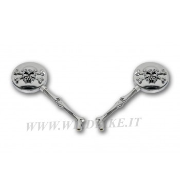 SPECCHIETTI CON TESCHIO PER MOTO CUSTOM E HARLEY DAVIDSON