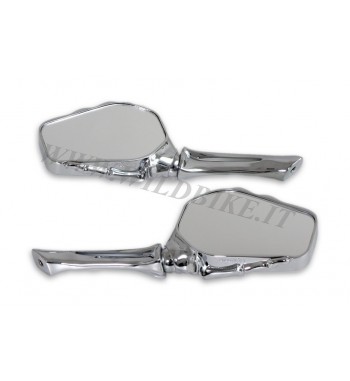SPECCHIETTI CROMATI A MANO DI SCHELETRO  MOTO CUSTOM E HARLEY