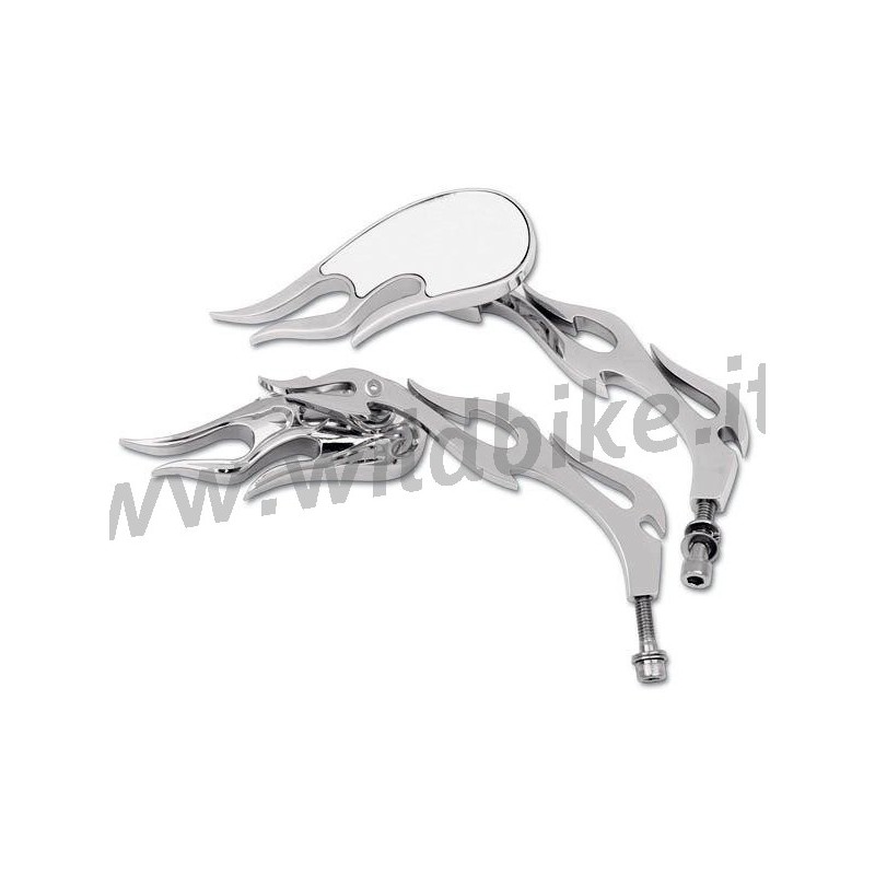 SPECCHIETTI A FIAMMA  MOD. 3-D PER HARLEY SPORTSTER E  MOTO CUSTOM