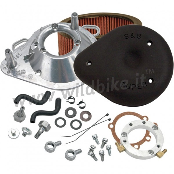 SCATOLA KIT FILTRO ARIA GOCCIA NERA S&S HARLEY BIG TWIN DYNA SOFTAIL '93-'13