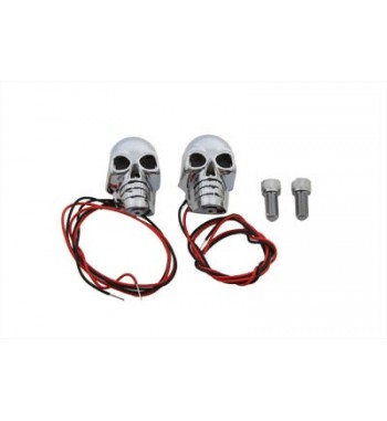 ORNAMENTI  TESCHIO CROMATI A LED ROSSI MOTO CUSTOM E HARLEY