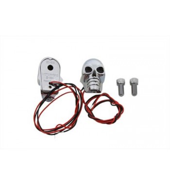 ORNAMENTI  TESCHIO CROMATI A LED ROSSI MOTO CUSTOM E HARLEY