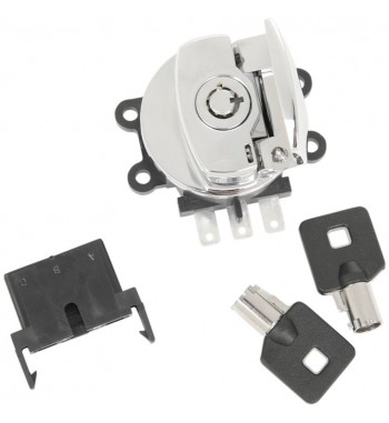 BLOCCHETTO ACCENSIONE CROMATO CON CHIAVI PER HARLEY DAVIDSON DYNA/SOFTAIL/ROAD KING '03-'11