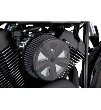SCHWARZE SKULLCAP AIR CLEANER EINSÄTZE LUFT FUR VANCE & HINES VO2 NAKED