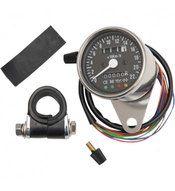 TACHOMETER MINI schwarz Lichter 4 LED CUSTOM MOTORRAD und HARLEY