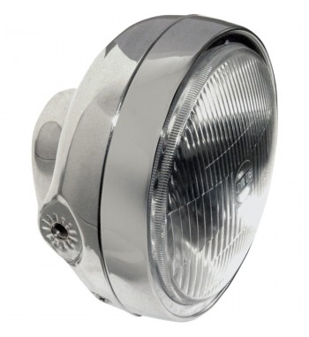 FARO ANTERIORE CAFE RACER CROMATO ATTACCO LATERALE 165 MM. MOTO E HARLEY DAVIDSON