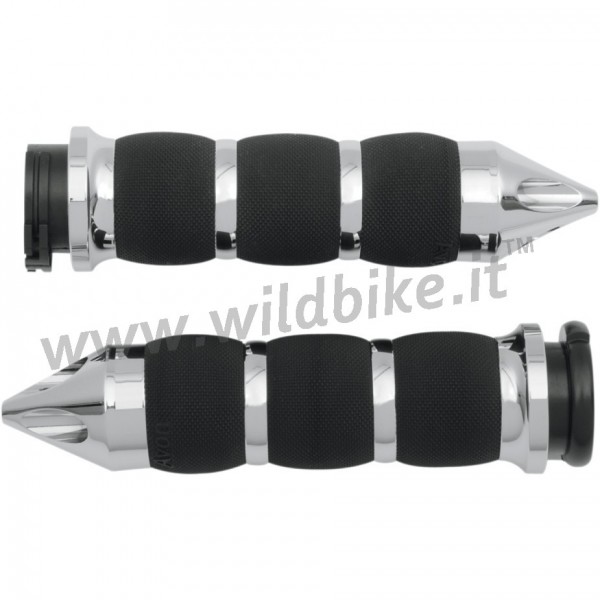 AVON AIR CUSHION SPIKE BLACK/CHROME GRIPS FOR HARLEY DAVIDSON 86-21