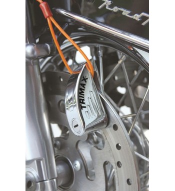 BLOCCA DISCO ANTIFURTO CROMATO CON ALLARME SIRENA PER MOTO CUSTOM E HARLEY