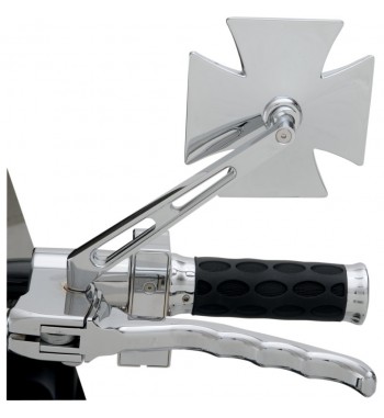 CHROME MALTESE CROSS MIRROR AIR STEM FOR HARLEY DAVIDSON MOTORCYCLE