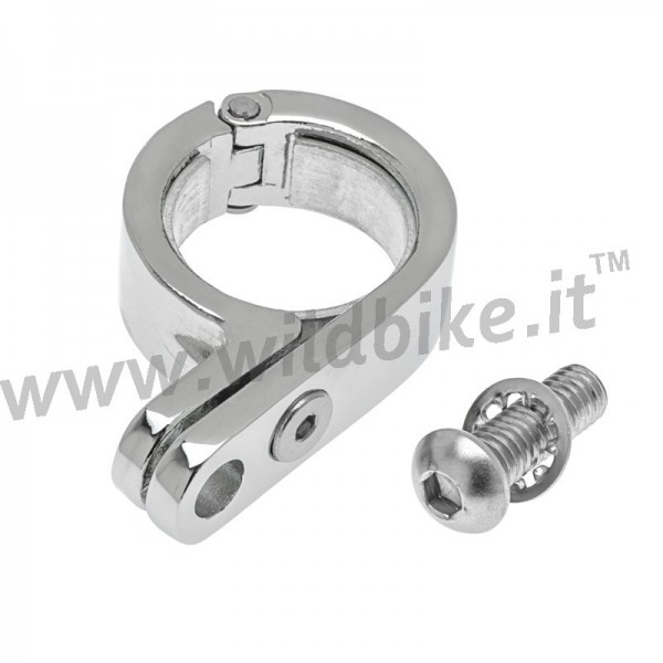 MORSETTO P-CLAMP CROMATO PER FORCELLE 39-41 MM FARI AUSILIARI MOTO CUSTOM E HARLEY