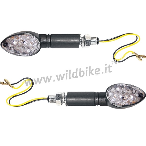 LED ULTRA MINI TURN SIGNAL OVAL BLACK LONG STEM CUSTOM MOTORCYCLE AND HARLEY