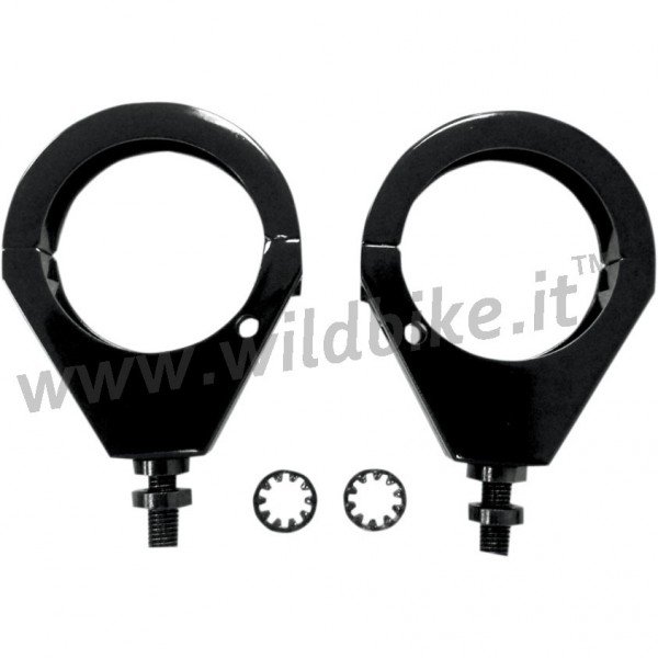 Pinces NOIR GROOVED à fourches 49 MM. POUR CLIGNOTANTS MOTO CUSTOM ET HARLEY DAVIDSON