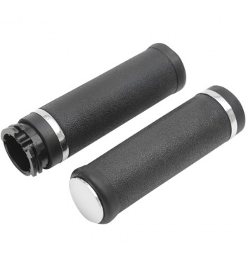 GRIPS SOFT BLACK WITH ACCENT RINGS AND END CAPS FOR HARLEY DAVIDSON