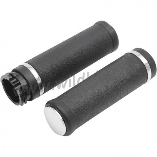 GRIPS SOFT BLACK WITH ACCENT RINGS AND END CAPS FOR HARLEY DAVIDSON