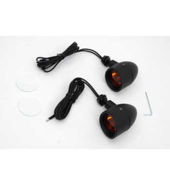 BULLET LISSE MARQUEUR LAMPE TYPE NOIR MOTO CUSTOM ET HARLEY DAVIDSON