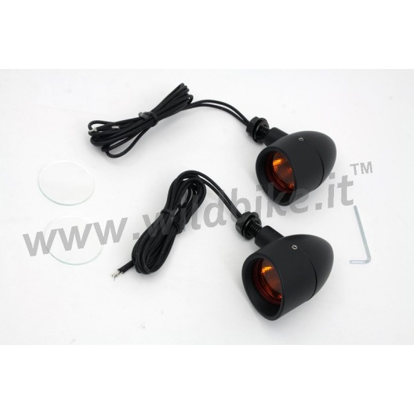 INDICATORI DI DIREZIONE FARETTI BULLET ALOGENI NERI MOTO CUSTOM E HARLEY DAVIDSON