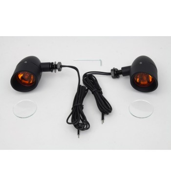 INDICATORI DI DIREZIONE FARETTI BULLET ALOGENI NERI MOTO CUSTOM E HARLEY DAVIDSON